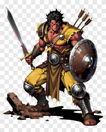 Warrior Holding A Sword And Shield PNG