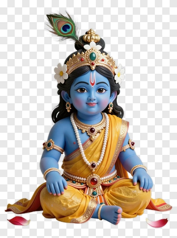 Lord Krishna Sitting In Traditional Attire PNG