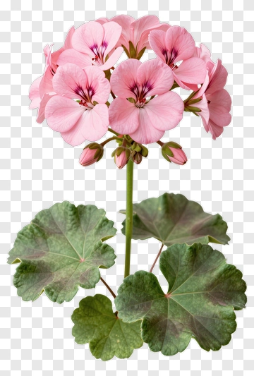 Pink Geranium Flower With Green Leaves PNG