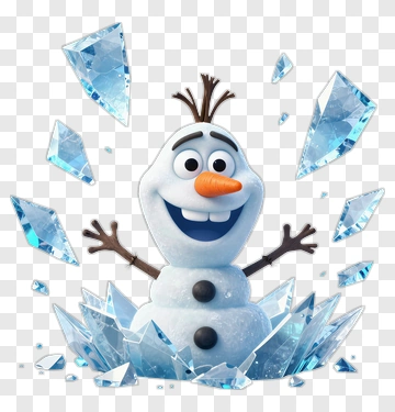 Cartoon Snowman With Ice Crystals PNG