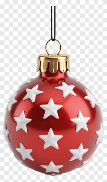 Red Christmas Ornament With White Stars PNG