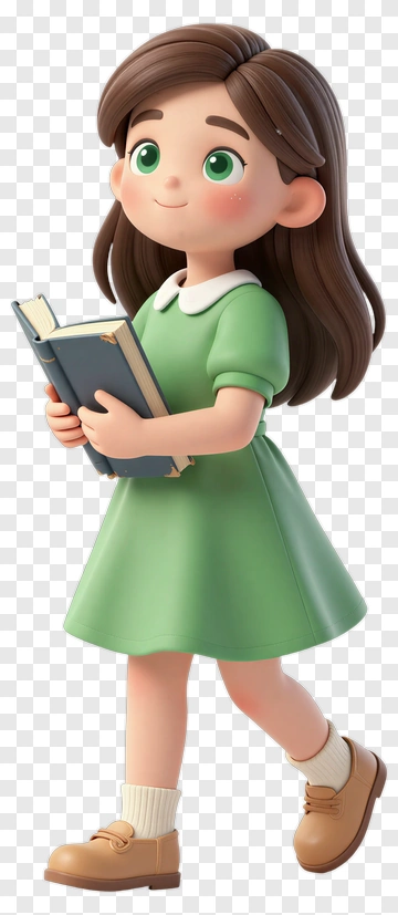 3D Girl Holding A Book PNG