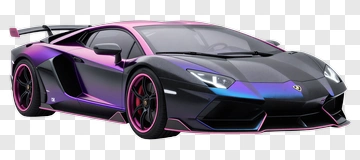 3D Sports Car With Colorful Design PNG