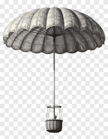Vintage Hot Air Balloon With Parachute PNG