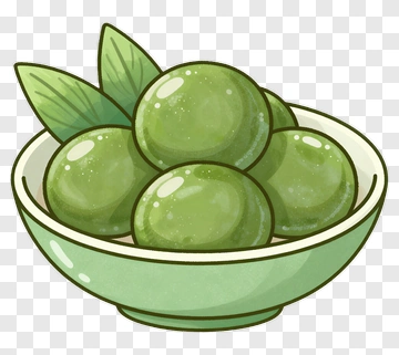 Cartoon Bowl Of Green Olives PNG