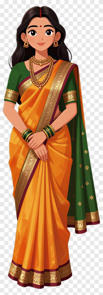 Woman In Traditional Indian Saree PNG