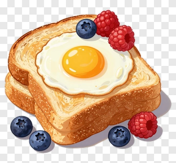 Toast With Fried Egg And Berries PNG