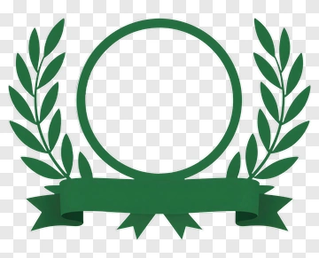 Green Wreath With Circular Frame And Ribbon PNG