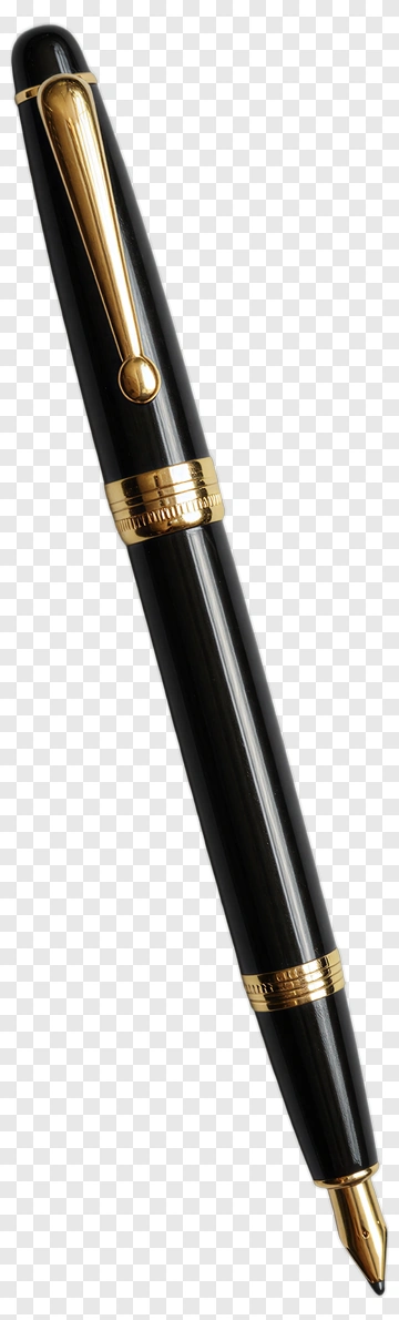 Black Fountain Pen With Gold Accents PNG