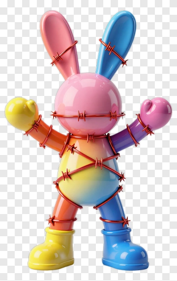 Colorful Cartoon Bunny Figure PNG