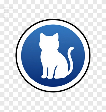 Cat Silhouette On Blue Background PNG