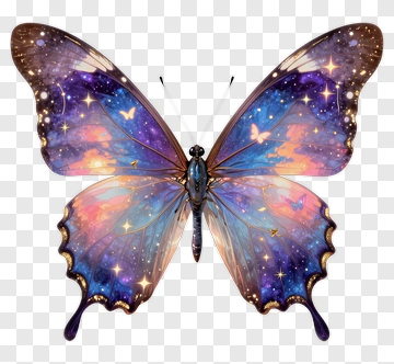 Colorful Butterfly With Galaxy Design PNG