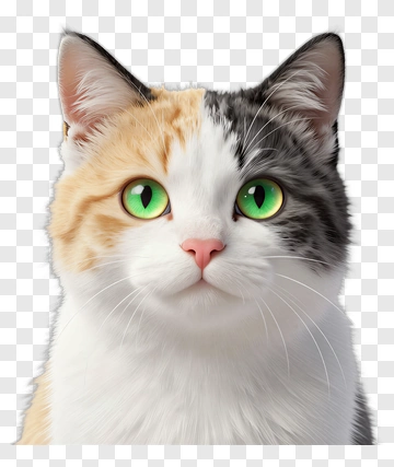 Calico Cat With Green Eyes PNG