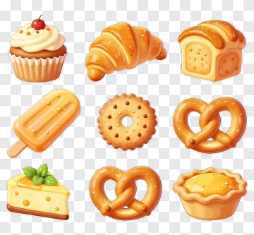 Assorted Baked Goods And Desserts PNG