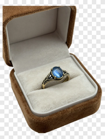 Gold Ring With Blue Stone In Jewelry Box PNG