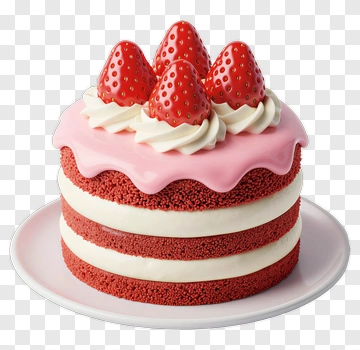 Strawberry Cake With Cream And Sprinkles PNG