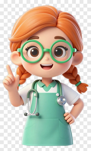 Cartoon Girl Doctor Holding A Finger Up PNG