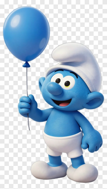 Smurf Holding A Blue Balloon PNG