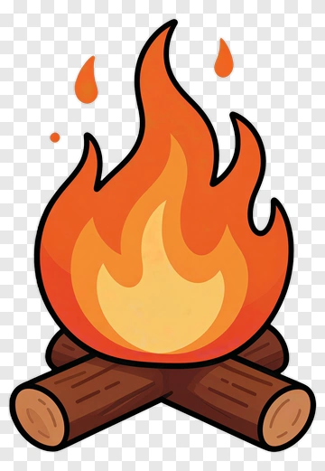 Cartoon Campfire With Flames PNG