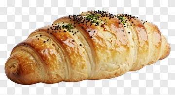 Golden Croissant With Seeds PNG