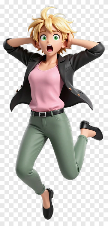 3D Woman Expressing Surprise PNG