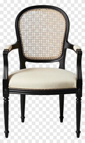 Elegant Black Wooden Chair With Cream Cushion PNG