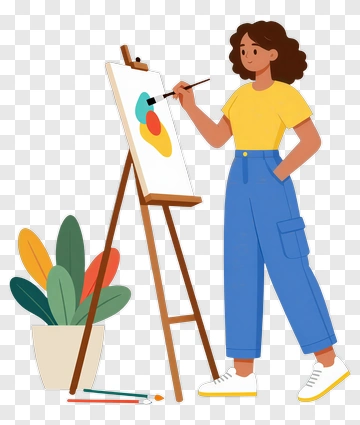 Artist Painting On An Easel PNG