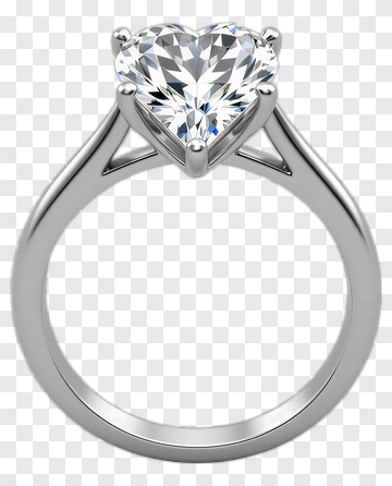 Heart-Shaped Diamond Engagement Ring PNG