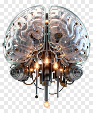 3D Mechanical Brain With Light Bulbs PNG