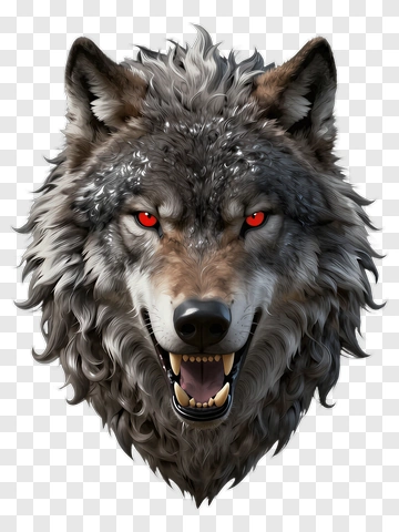 Realistic Wolf Head With Red Eyes PNG
