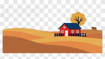 Cartoon Farmhouse In Autumn Landscape PNG