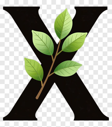 Letter X With Green Leaves PNG
