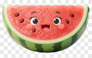 Cartoon Watermelon Slice With A Happy Face PNG