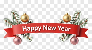 Happy New Year Decoration With Ornaments And Pine Branches PNG