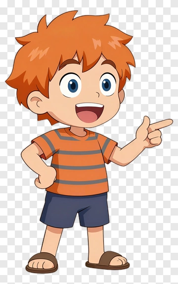 Cartoon Boy Pointing And Smiling PNG