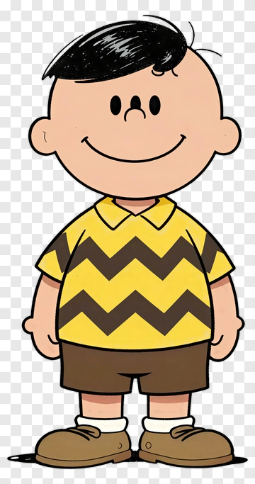 Cartoon Boy In Yellow Zigzag Shirt PNG