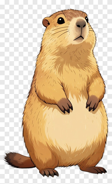 Cartoon Groundhog Standing Upright PNG