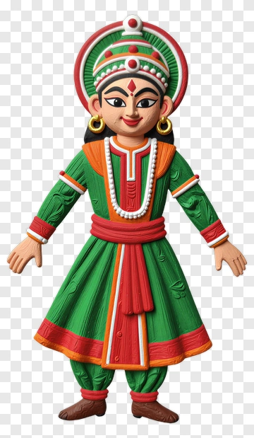 Colorful Traditional Indian Dancer Figurine PNG