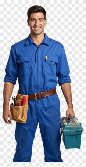 Smiling Mechanic Holding A Toolbox PNG