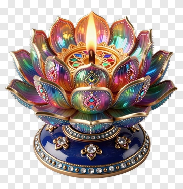 Colorful Lotus Flower Candle Holder PNG