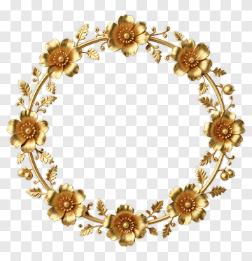 Gold Floral Wreath PNG