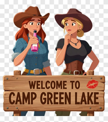 Cartoon Women At Camp Green Lake Sign PNG