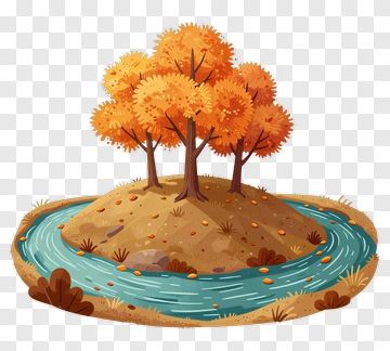 Autumn Landscape With Trees And River PNG