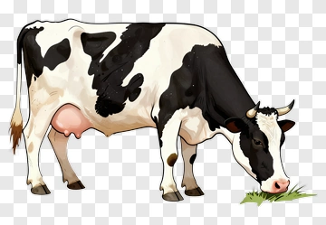 Cartoon Cow Grazing On Grass PNG