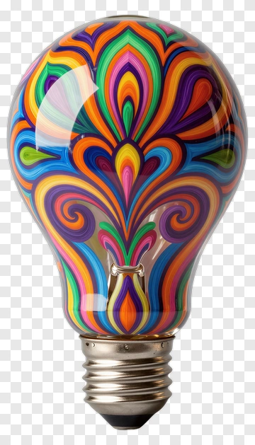 Colorful Light Bulb With Decorative Patterns PNG