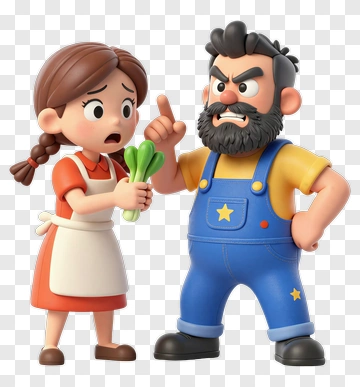 Cartoon Chef Arguing With A Farmer PNG