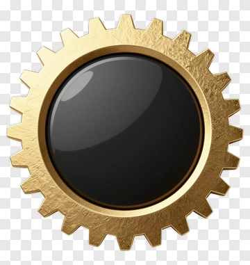Golden Gear With Black Center PNG