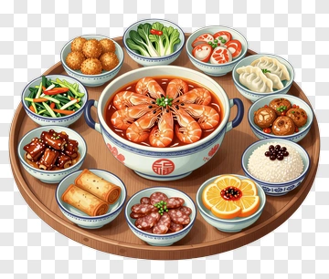 Colorful Chinese New Year Feast PNG