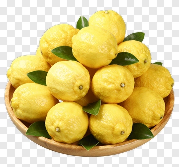 Fresh Lemons In A Wooden Bowl PNG