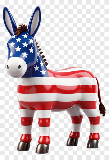 Patriotic Donkey With American Flag Colors PNG